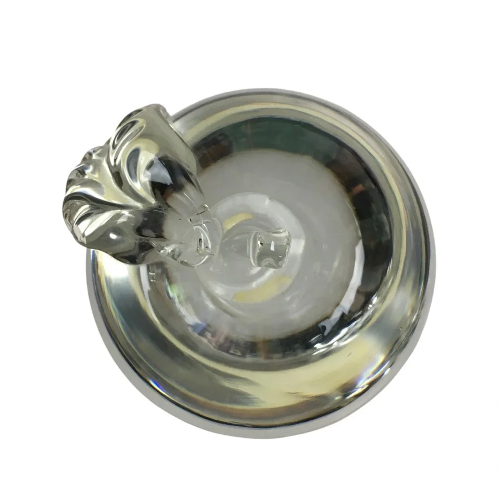 VINTAGE Clear Glass Apple Paperweight MCM Heavy Textured Leaf Desk Office Decor